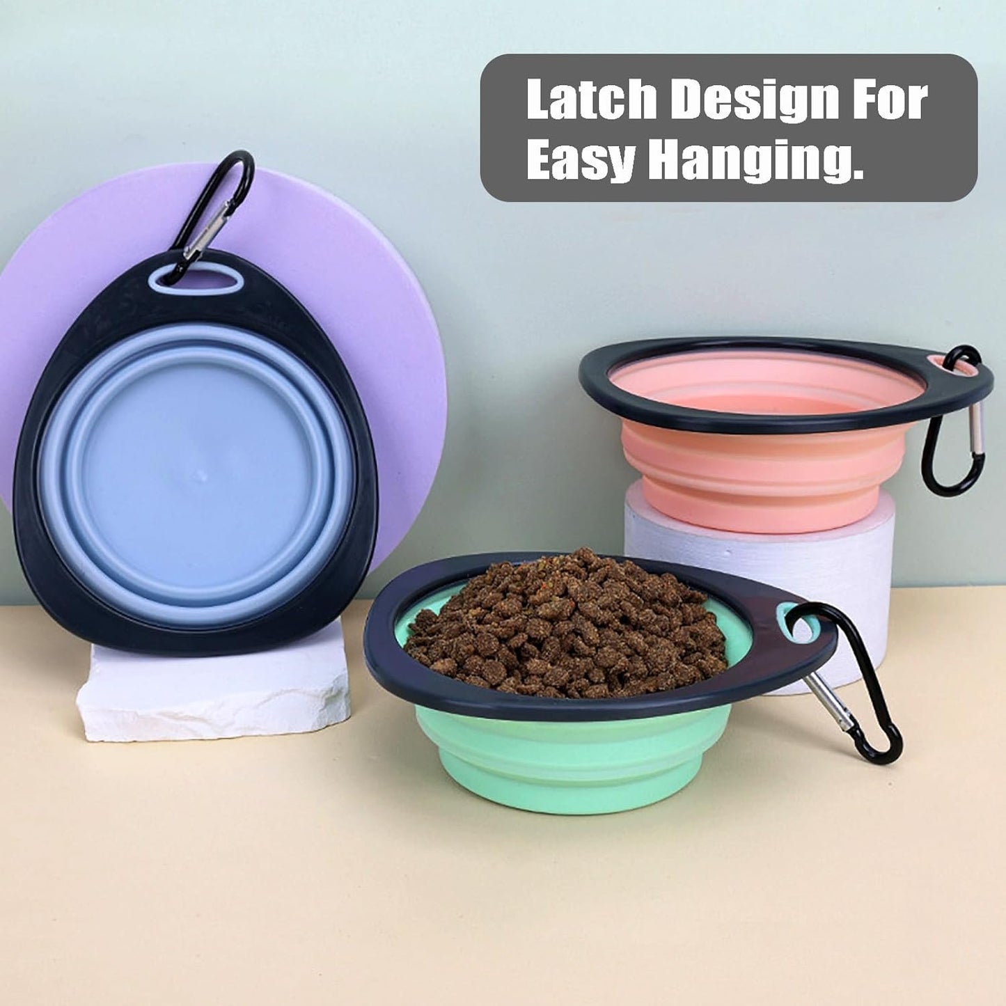 GKYZBB Dog Bowl Pet Collapsible Bowls,3 Pack Collapsible Dog Water Bowls for Cats Dogs,Portable Pet Feeding Watering Dish for Walking Parking Traveling with 3 Carabiners