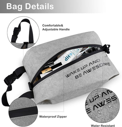 Maplerich Travel Toiletry Bag - Eco-Friendly Small Hygiene Bag for Men and Women, Mini Toiletry Bag for Toiletries, Wet Bag, Dopp Kit, Black Cosmetic Bag, Kids Toiletry Travel Bag, Grey, Fashion