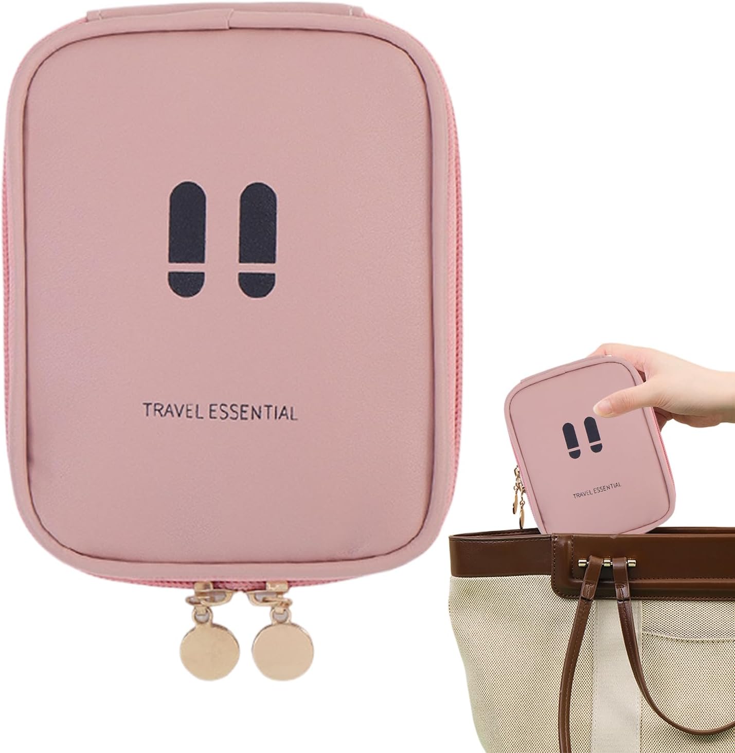Small Toiletry Bag, Travel Makeup Organizer, Lightweight Multi Compartment Storage Pouch, Space Saving Travel Supplies 5.51 x 4.33 x 0.98 Inch for Camping Trip, Business, Car, Personal, pink, Please