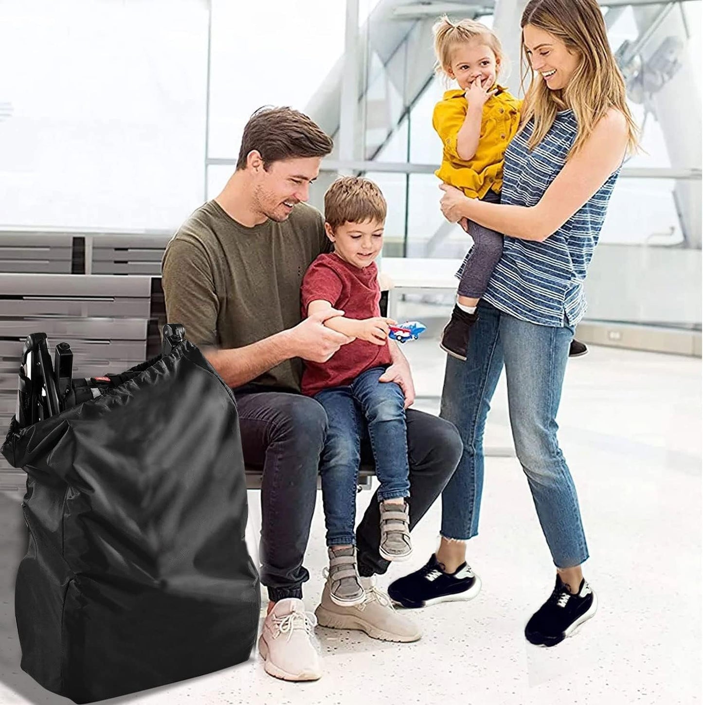 Car Seat Travel Bag and Carrier for Gate Check Made with Water Resistant and Rip Resistant Fabric Fit for Airport, Airplane Gate Check, Car Trips with Self Organizer Case Pocket