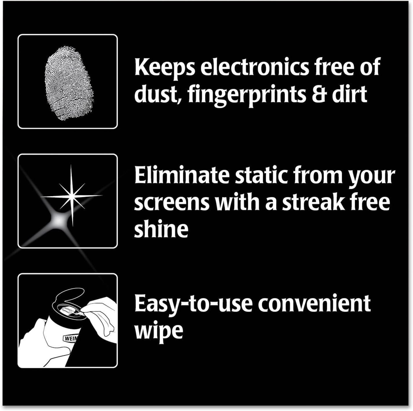 WEIMAN 30 Pack TV and Computer Electronic Wipes Comes with 3 Edged Microfibre Cloths