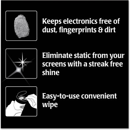 WEIMAN 30 Pack TV and Computer Electronic Wipes Comes with 3 Edged Microfibre Cloths