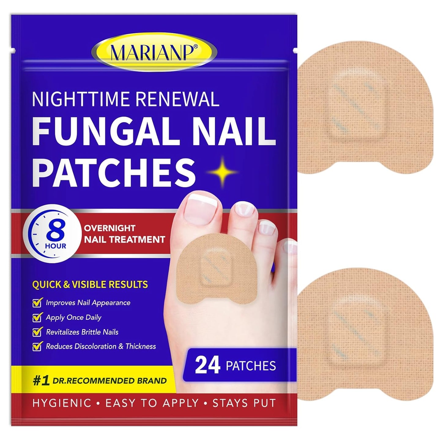 Toenail Treatment Extra Strength - 24 Pcs Nighttime Nail Patches, Overnight Toe Nail Treatments for Damaged Nails Foot Nails Repair and Care