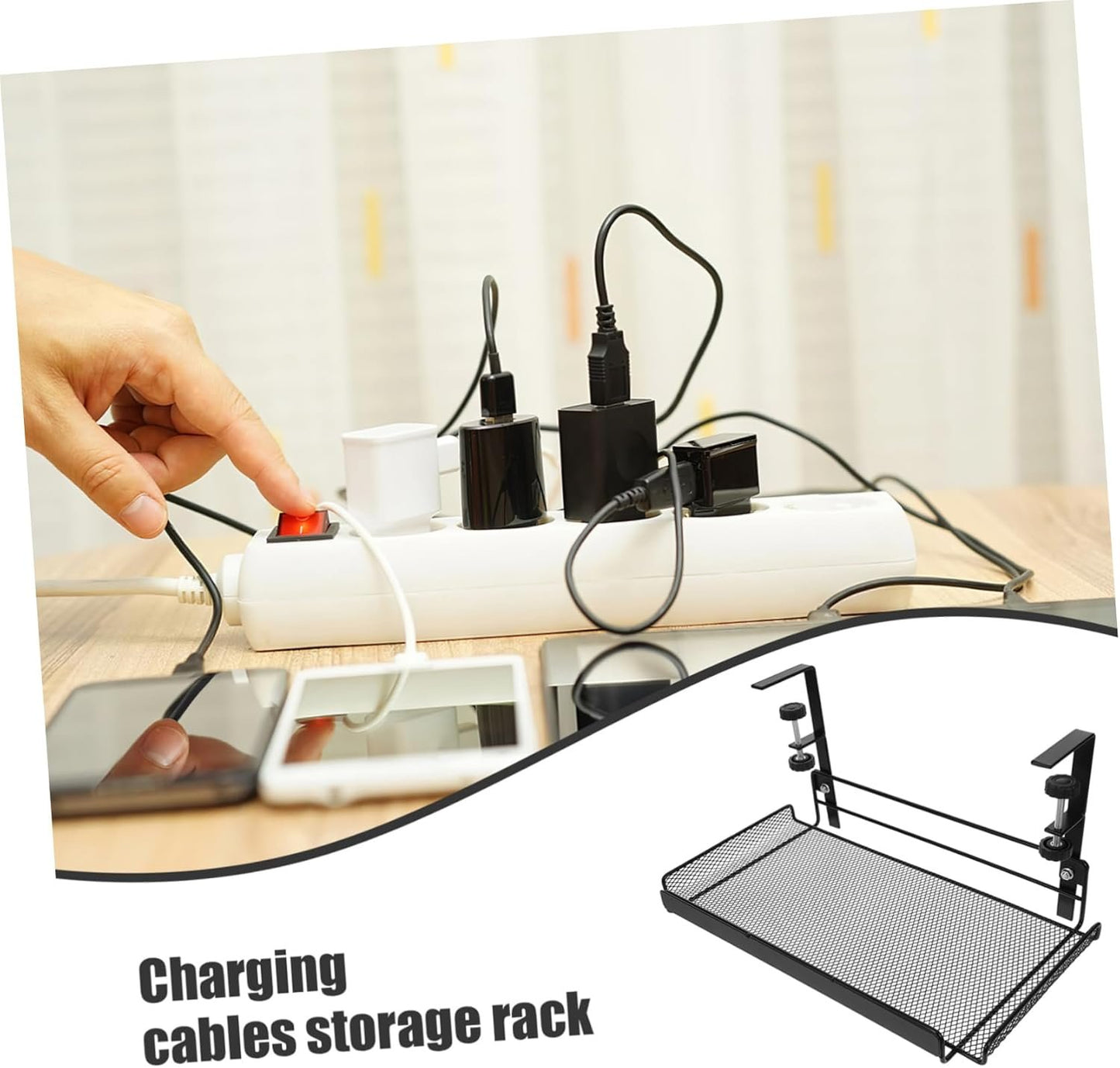 BELLIFFY Office Under Desk Storage Organizer Mesh Design Storage Rack for Document Magazine Organization for Home Office Use