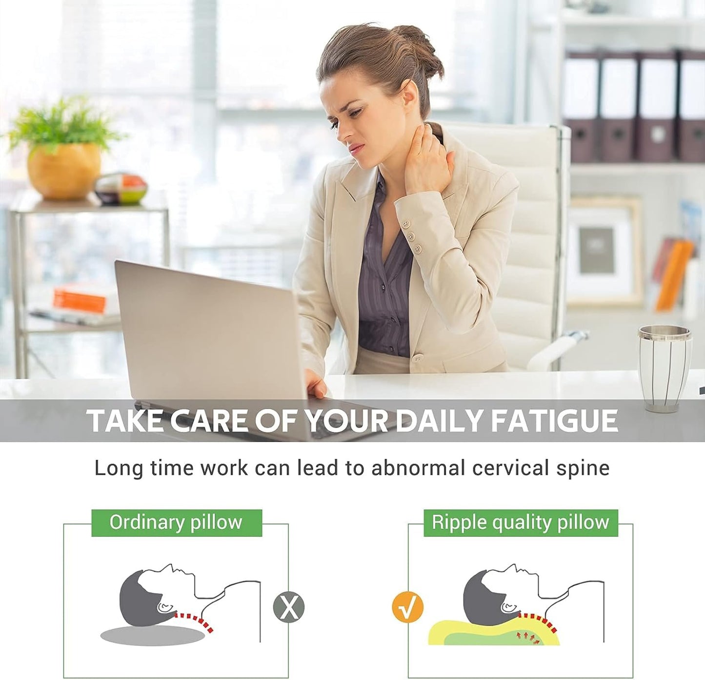 Memory Foam Pillows, Original Sleeping Pillows, Neck Support Pillows for Side and Back Sleepers, Ergonomic Neck Pillows for Sleeping