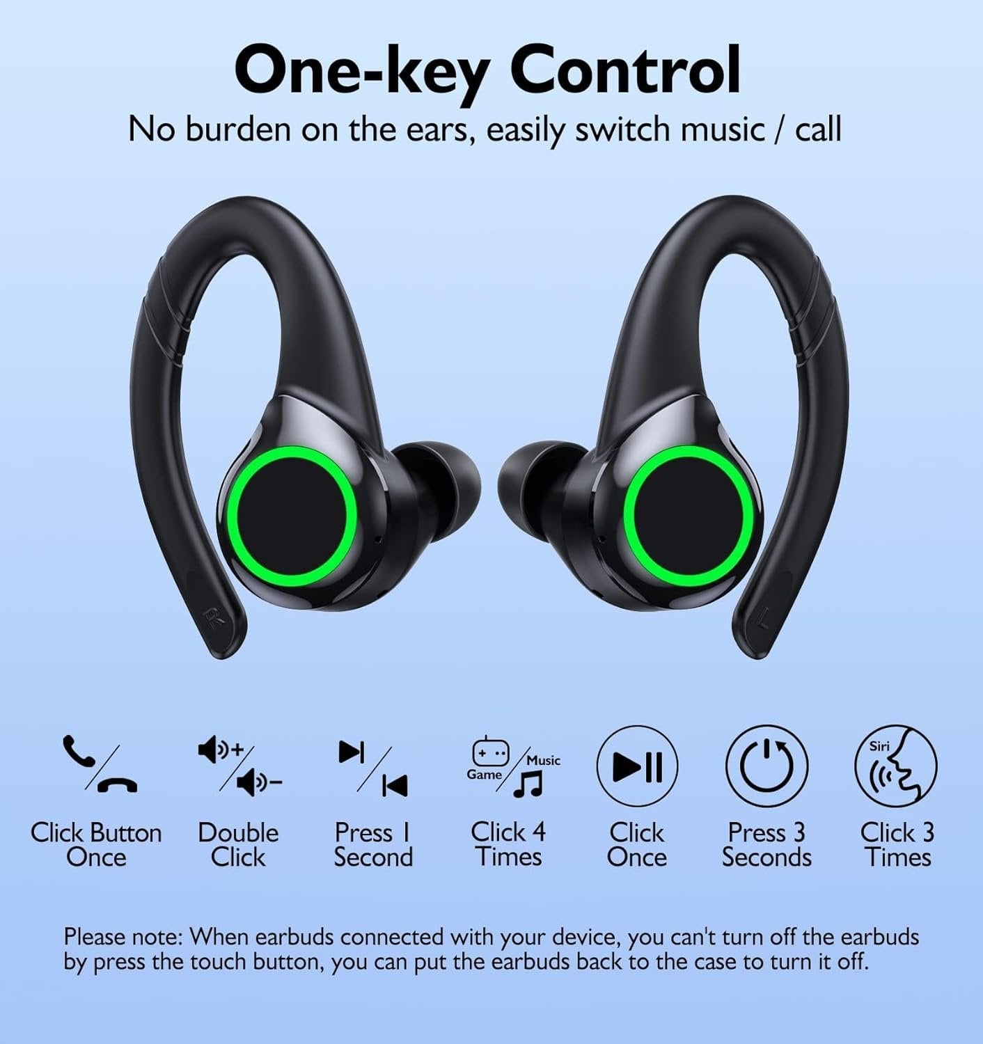 FITECRO Wireless Earbuds Bluetooth V5.3 Earbuds Built-in 4 Mic Bluetooth Headphones in-Ear Stereo Wireless Earphones 64H Total Playtime with Charging Case Waterproof Headset Ear Buds for Sport Running