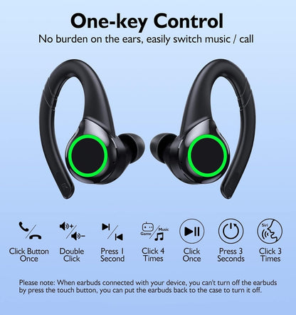 FITECRO Wireless Earbuds Bluetooth V5.3 Earbuds Built-in 4 Mic Bluetooth Headphones in-Ear Stereo Wireless Earphones 64H Total Playtime with Charging Case Waterproof Headset Ear Buds for Sport Running