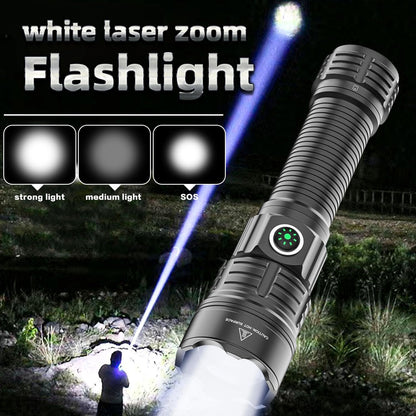haixnfire Tactical Flashlight Type-C USB Rechargeable 6000 lumens Zoomable LED Waterproof flashlights with Pressure Switch Picatinny Rial Light