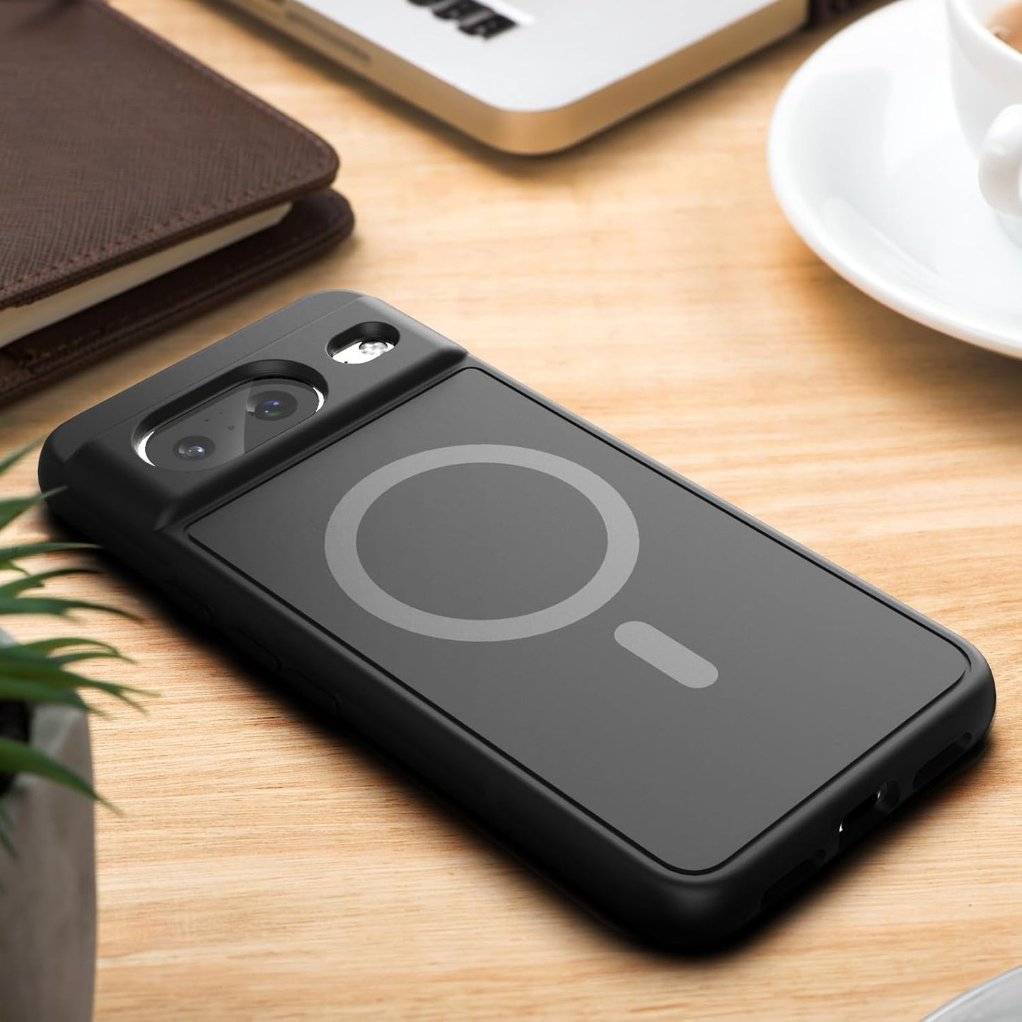 Encased Wallet Case for Google Pixel 8 with Removable Card Holder, Black (Compatible with MagSafe)