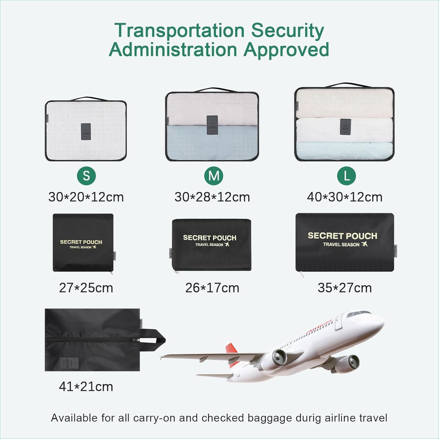 AiQInu 7-Piece Waterproof Packing Cube Set Travel Organizer for Clothes, Shoes, Underwear