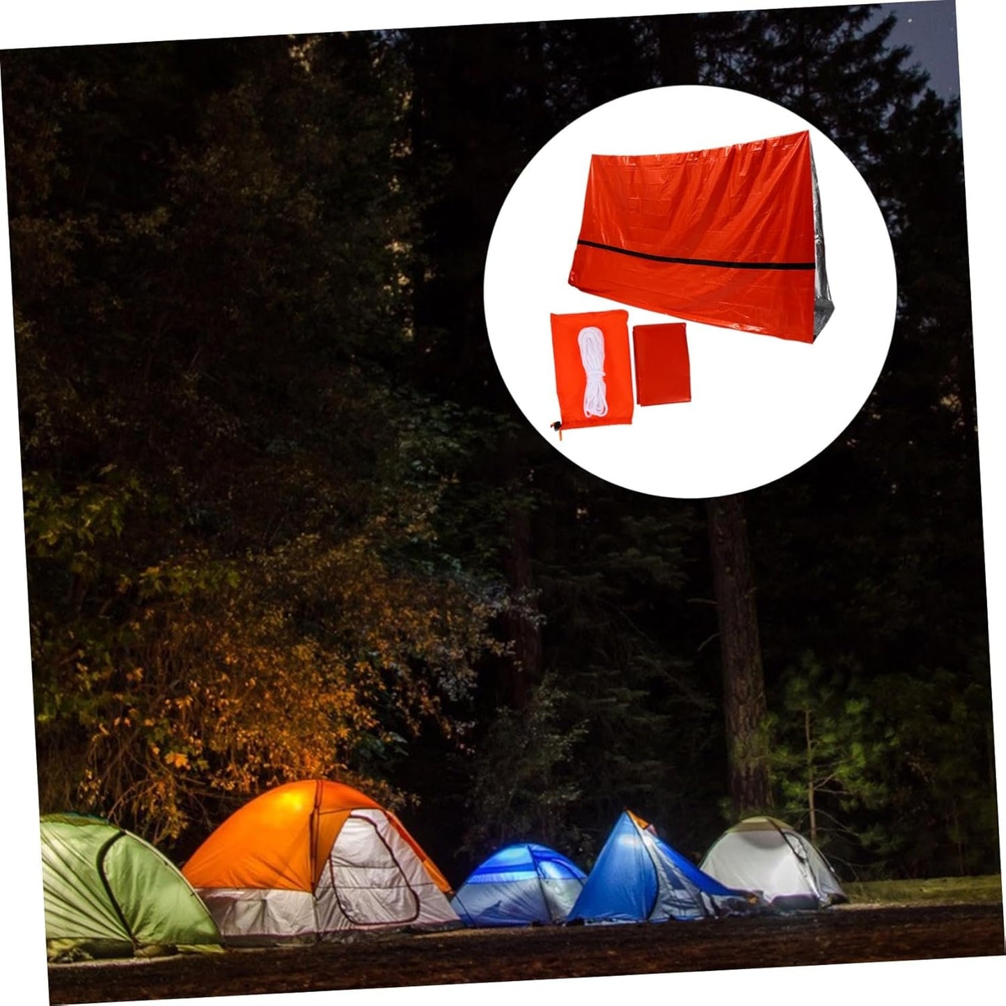 BESPORTBLE Emergency Tent Car Emergency Space Blanket Outdoor Blanket Fan Bed Pe Tear-Resistant Material Orange
