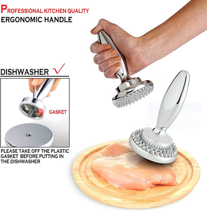 Reversible Meat Tenderizer and Pounder Commerical Dual Sided Meat Tenderizer Mallet Marinating Prep Tool