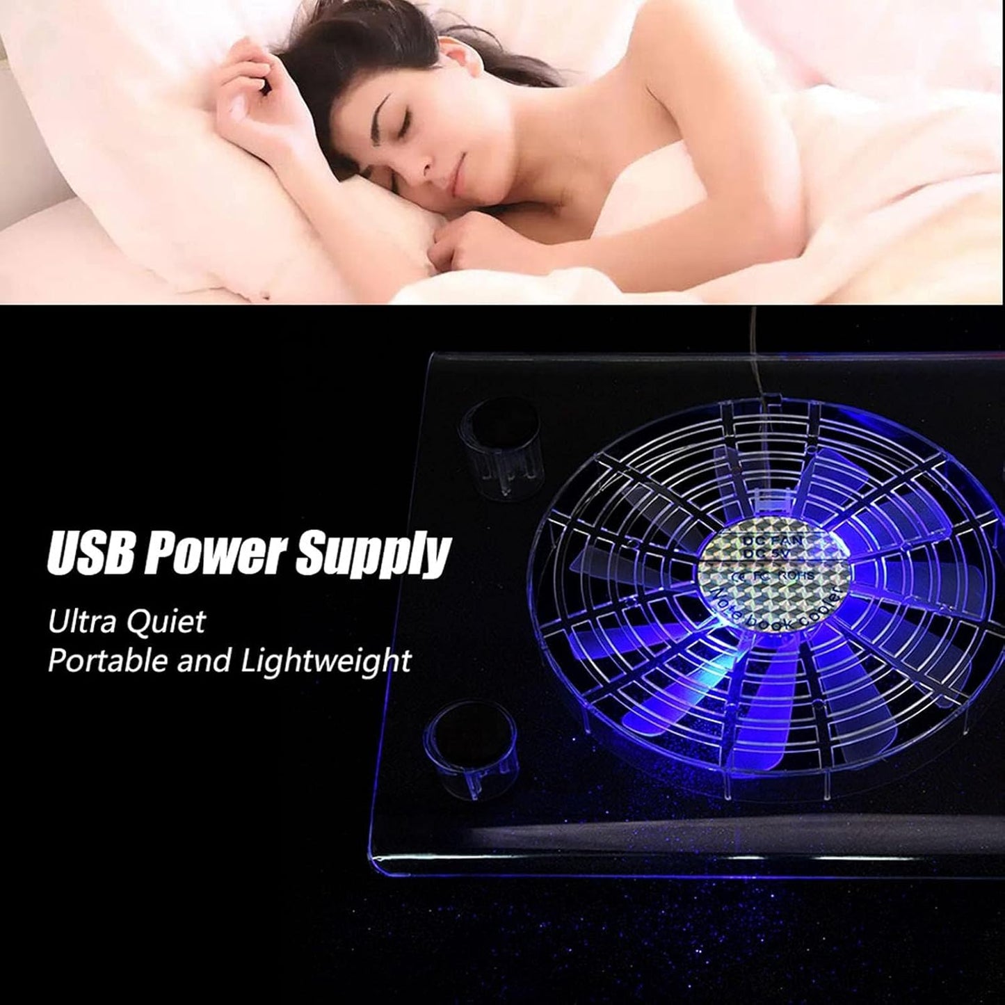 Laptop Cooling Pad, Laptop Cooling Stand Ultra Quiet USB Laptop Cooling Tray Computer Cooling Pad Gaming Laptop Fan Cooling Pad with LED RGB Lights