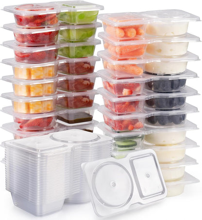 Snack Containers, Snack Pack Container, 20Pcs - Reusable Snack Containers, Double Compartment Snack Containers for On-the-Go Meals and Camping, Snackle Box