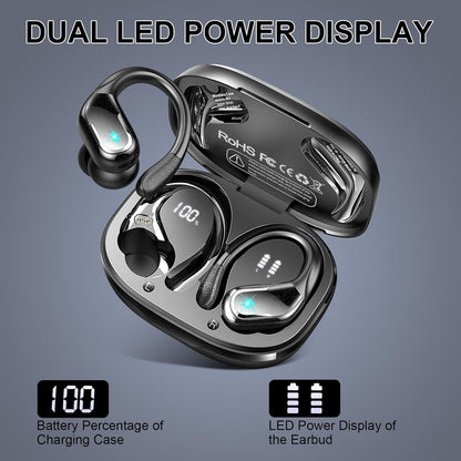 Wireless Earbuds Sport, Bluetooth 5.4 Headphones 2024 Bluetooth Earbuds with 75Hrs Stereo, 4 ENC Mic, Over-Ear Buds with Earhooks Noise Canceling Earphones , IP7 Waterproof Headset for Workout/Running