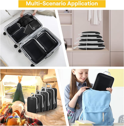 7 Pieces Suitcase Organizer, Packing Cubes Compression Space-Saving, Ultralight Suitcase Set, Travel Organizer for Clothes, Shoes, Underwear, Travel Set for Backpacks or Hand Luggage