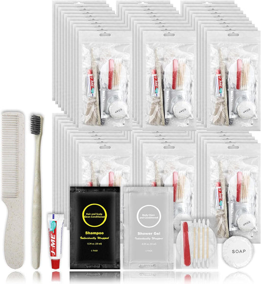Toiletry Kits Homeless Personal Hygiene Kits for Homeless Care Package Supplies In Bulk, Disposable Travel Size Essential Women Men Toiletries Set for Hotel, Charity,Camping,Travel (60 Pack)