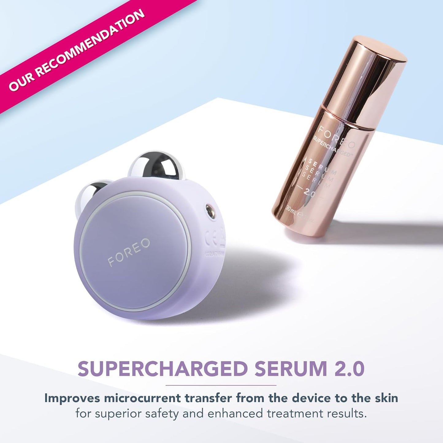 FOREO BEAR Mini Anti-Wrinkle Face Massager with Microcurrent | Targeted Face Massage for Forehead Wrinkles and Double Chin | Facial Gymnastics | Non Invasive Face Lifting | Lavender