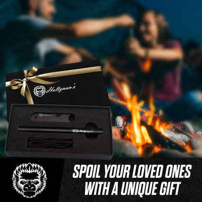 Holtzman's Gorilla Survival Holtzman's Ferro Rod | Fire Starter Heavy Duty 6-Inch x 1/2" Ferrocerium Rod Fire Starter Kit - Survival Magnesium Flint and Steel Set with Paracord & Scraper - Lightweight Emergency Camping Tool