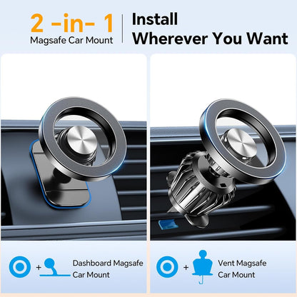 Magnetic Car Phone Holder with Magsafe 20 Powerful Magnetic Car Phone Holder with 360° Rotation for Dashboard and Car Air Vent Compatible with iPhone Smartphones