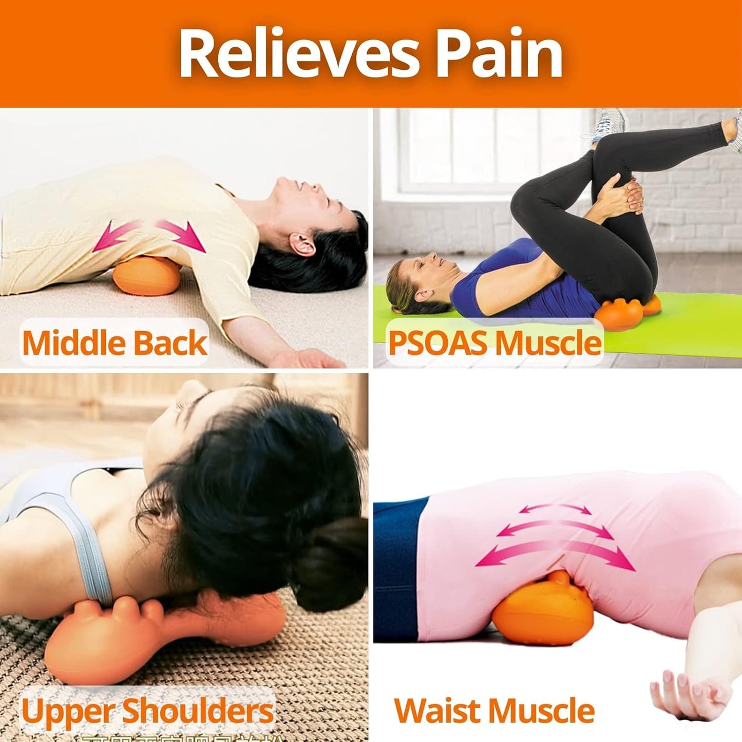 ZeenKind PSOAS Release Tool Muscle Stretcher Device with 14 Massager Knobs for Myofascial Trigger Point, Upper & Lower Back Pain Relief and Fitness Recovery