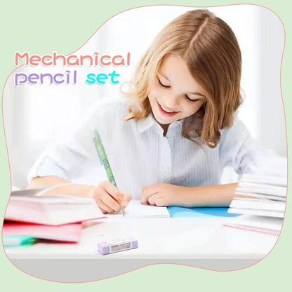 ITAWIXS Cute Mechanical Pencil Set Include 4 Pcs 0.5mm Kawaii Mechanical Pencils with 1 Tubes HB Lead Refills Kawaii Stationary Cute School Supplies for Writing, Drawing, Sketching, Green