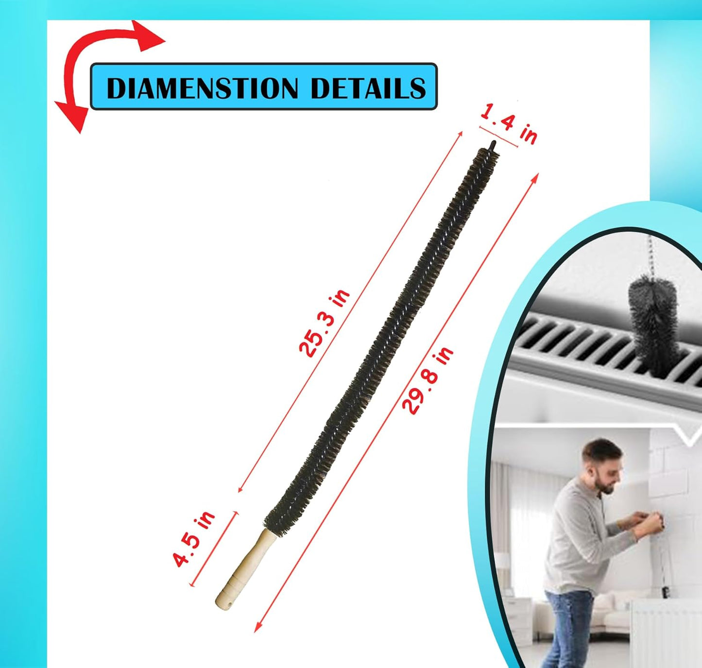 2pcs Dryer Vent Cleaning Kit, Lint Remover Trap Cleaner, Home Essentials, Long Flexible Refrigerator Coil and Vacuum Brush
