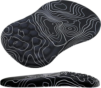 Ergonomic Mouse Pad with Wrist Rest, Memory Foam Mousepad with Wrist Support, Wrist Pain Relief, Non-Slip PU Base & Slope Massage Mouse Pad for Gaming, Office,Computer, 12x8 inch,Topographic Contour