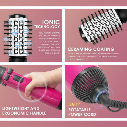 Monika 4in1 Air Styler 1200W Auto Curler Hair Dryer Brush Straightening Curling Blow Ionic Care