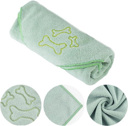 Pack of 3 Large Microfiber Pet Towels, Quick Dry Dog & Ca Washcloths, Super Absorbent Sweat Rags, for Pet Bathing, Grooming, and Drying 50x100 CM