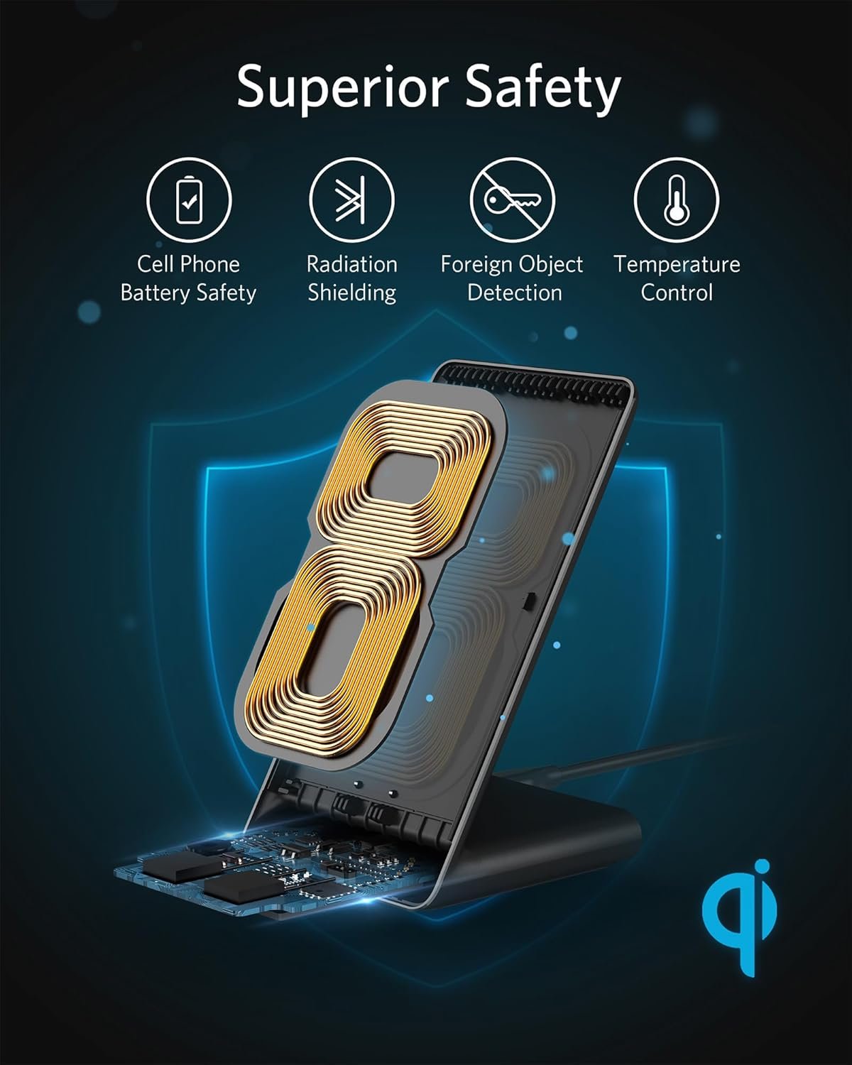 Anker Fast Wireless Charger, 10W Wireless Charging Stand, Qi-Certified, Compatible iPhone XR/Xs Max/XS/X/8/8 Plus, Fast-Charging Galaxy S9/S9+/S8/S8+/Note 9 and More, PowerWave Stand (No AC Adapter)