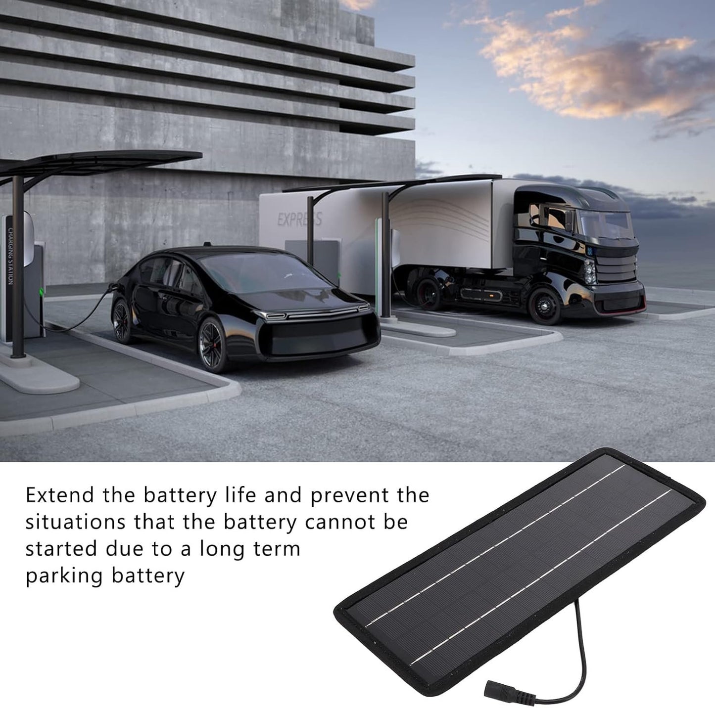 12V Solar Car Battery Charger High Efficiency Portable Solar Panel Power Charger for Cars Boats Automobiles with Universal Socket and Suction Cups Polysilicon Material 4.5W