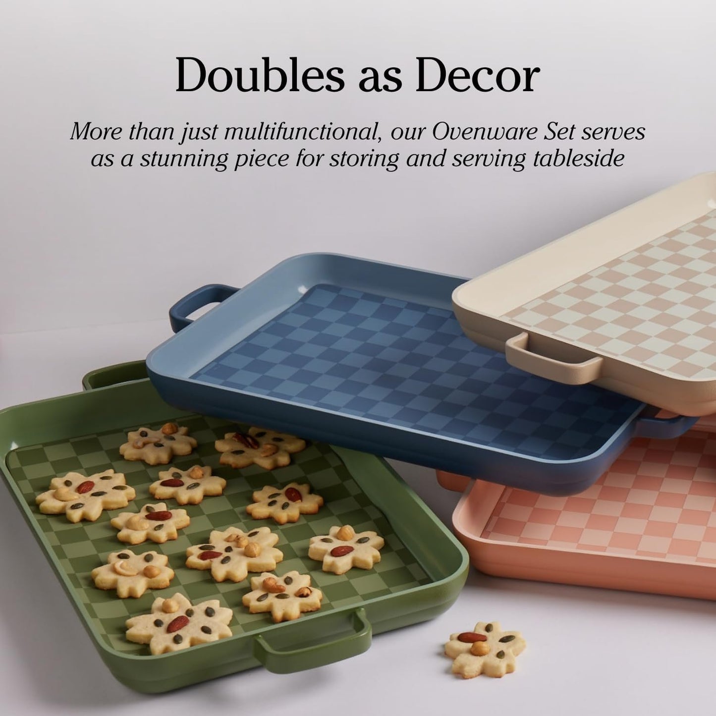 Our Place Bakeware Set | 5-Piece Nonstick, Toxin-Free, Ceramic, Cast Aluminum Set with Oven Pan, Bakers, & Oven Mat | Space-Saving Nesting Design | Oven-Safe | Bake, Roast, Griddle and More | Char