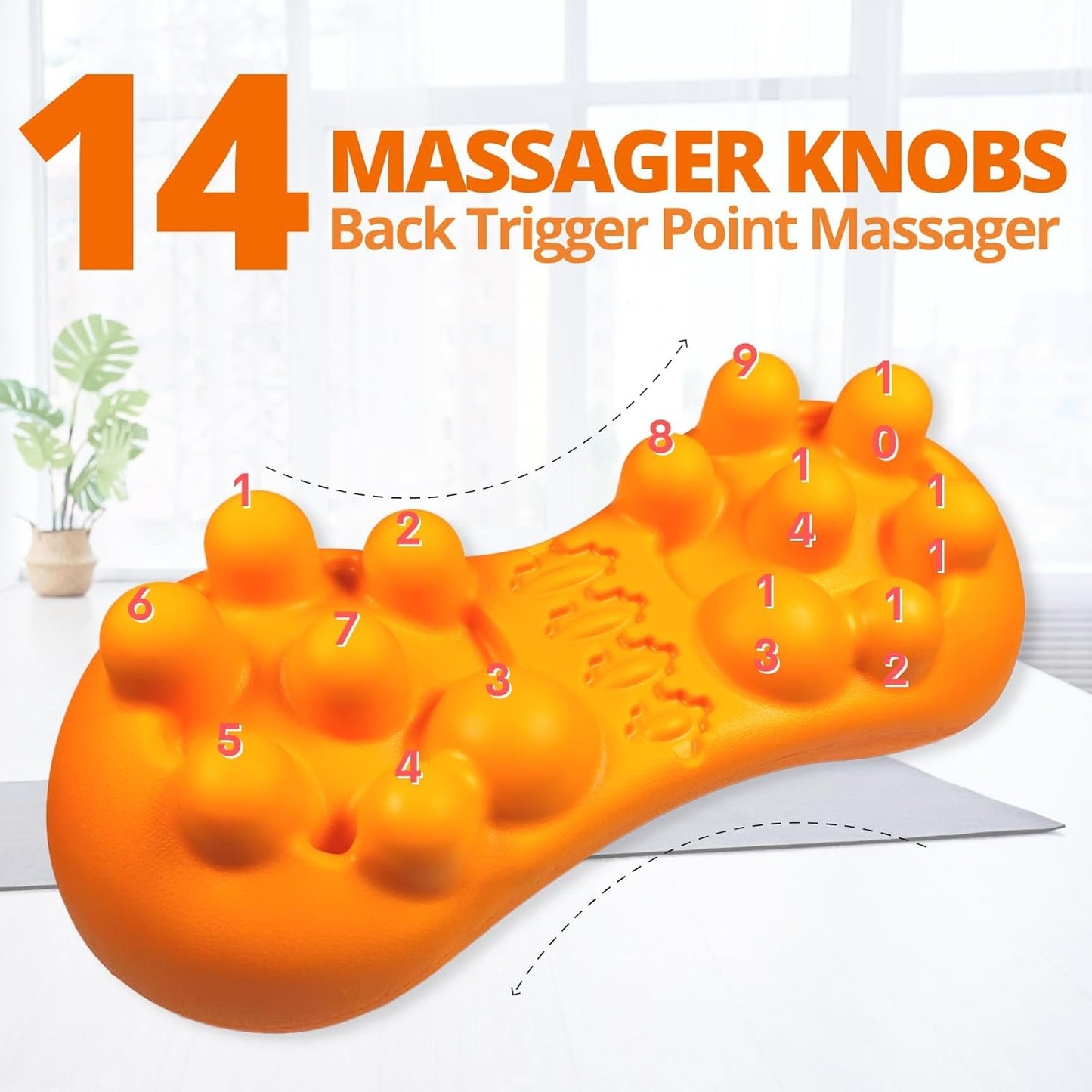 ZeenKind PSOAS Release Tool Muscle Stretcher Device with 14 Massager Knobs for Myofascial Trigger Point, Upper & Lower Back Pain Relief and Fitness Recovery