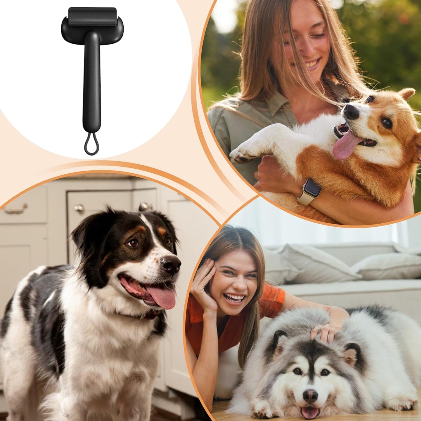Shedding Brush, Dematting Comb, Mat Detangling Remover Grooming Tool Stainless Steel, Ergonomic Abs Handle, Comfortable Grip for Dogs and Cats Matted Hair, 9,45 Inches