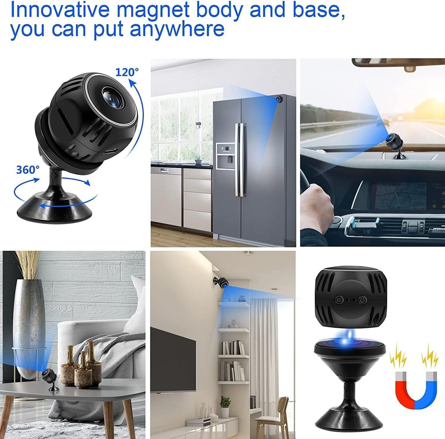 Mini Spy Camera 1080P HD Hidden Camera Portable Small Nanny Cam with Night Vision and Motion Detection - Built-in Battery - Covert Security Camera for Home/Office/Indoor/Outdoor