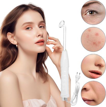 High Frequency Stick Face, Portable High Frequency Skin Tightening with 6 Different Neon Tubes, High Frequency RF Rod Device, Portable, High Frequency Device, for Skin Care System