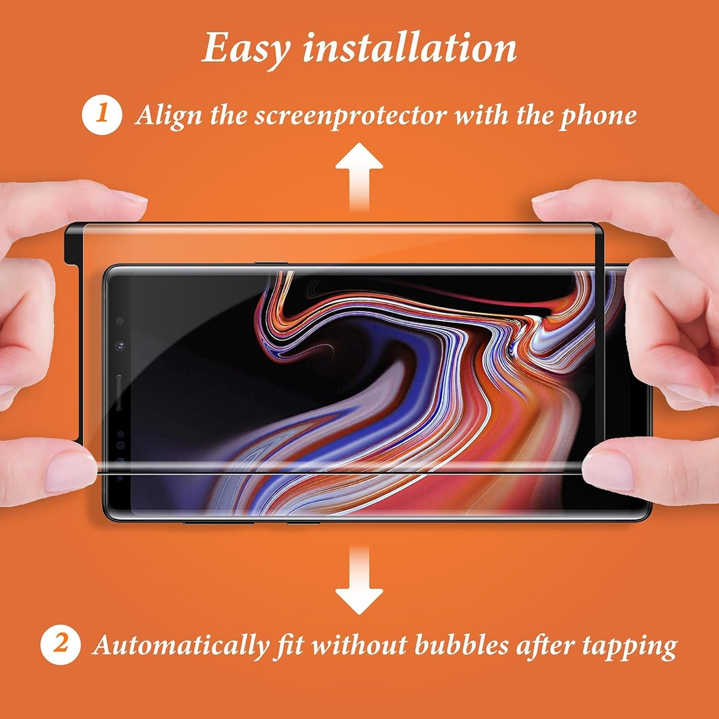 QUESPLE 2 Pack for Samsung Galaxy Note 9 Screen Protector 6.4 Inch, HD Clear Tempered Glass, Easy Installation, High Sensitivity, Case Friendly