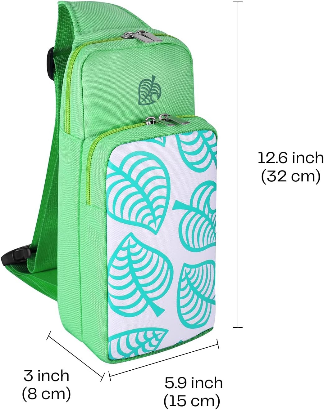 TNP Switch Bag, Travel Bag Compatible with Nintendo Switch & Switch Lite - Shoulder Bag Travel Case Cute Portable Carrying Backpack for Animal Crossing Games Accessories Console & Dock Charger - Green
