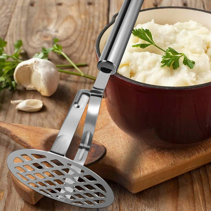 Potato Masher Stainless Steel Potato Ricer for Potatoes Pile Patate En Metal Potatoes Masher Mashed Potatoes Kitchen Tools Cooking Gadgets Potato Ricer Stainless Steel Mash Potato Masher Tool 2pcs