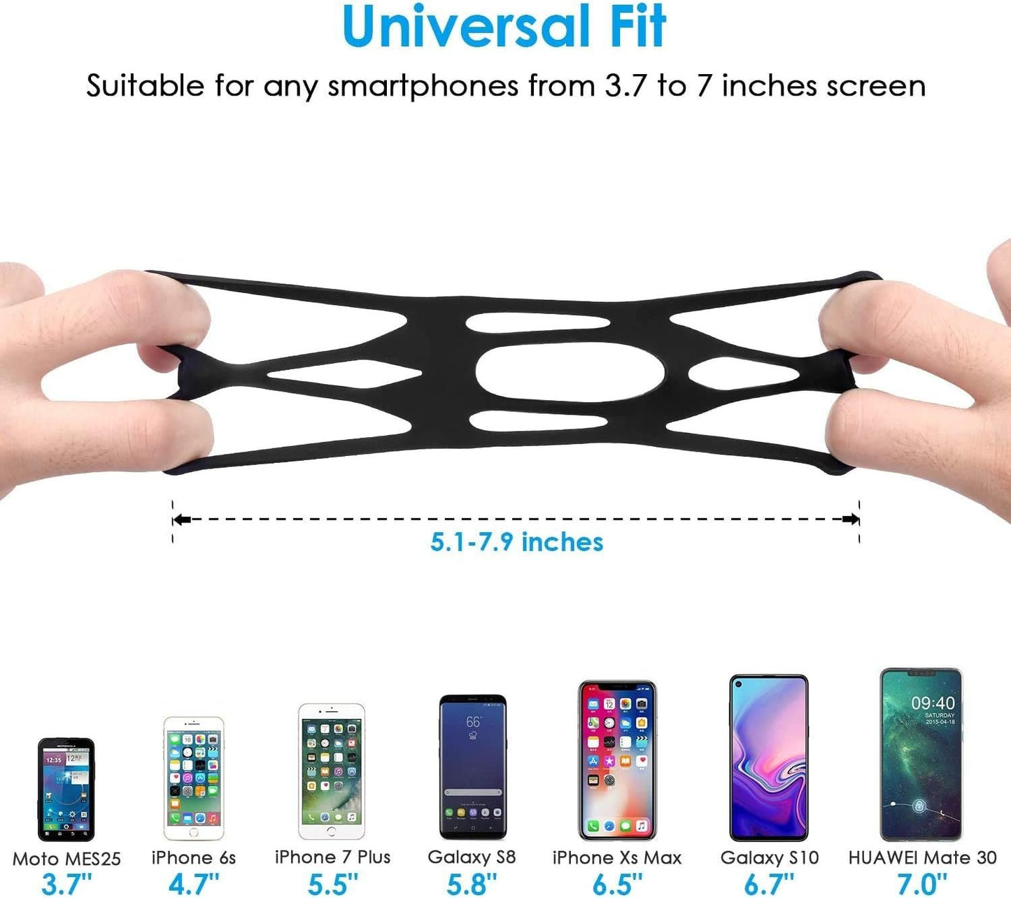 Motorcycle Phone Mount Tether 4-Pack, Premium Grade Rubber/Security/Fall Prevention, for Bicycle Bike, Motorcycle, Handlebar, Silicone Cell Phone Holder Band