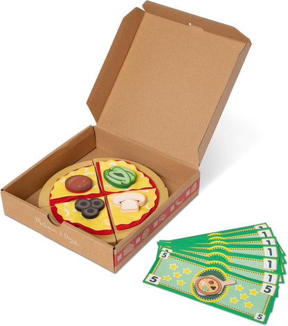 Melissa & Doug Top & Bake Wooden Pizza Counter Play Set (34 Pcs) - Pizza Toy Wooden Play Food Set, Pretend Pizza Sets For Kids Ages 3+