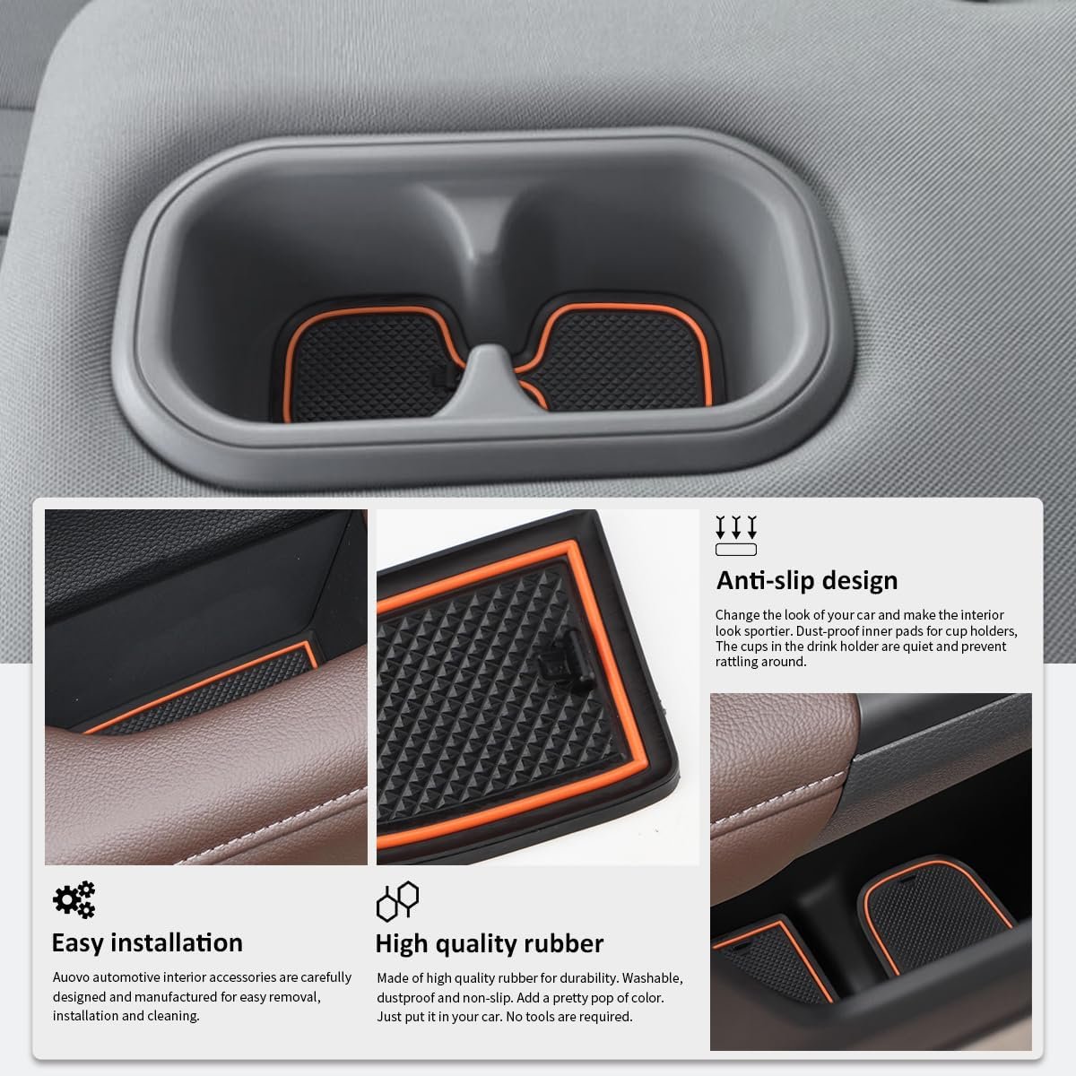 Auovo Anti-Dust Mats Compatible with Honda CRV CR-V 2023 2024 Door Slot Pad Car Interior Automotive Accessories Center Console Liners Cup Holder Liners(17PCS/Set) (Orange) (Updated),(TP-CRV23)