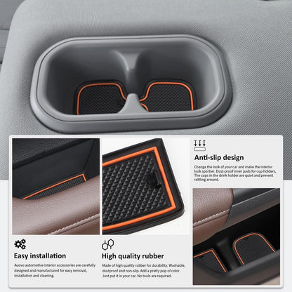 Auovo Anti-Dust Mats Compatible with Honda CRV CR-V 2023 2024 Door Slot Pad Car Interior Automotive Accessories Center Console Liners Cup Holder Liners(17PCS/Set) (Orange) (Updated),(TP-CRV23)