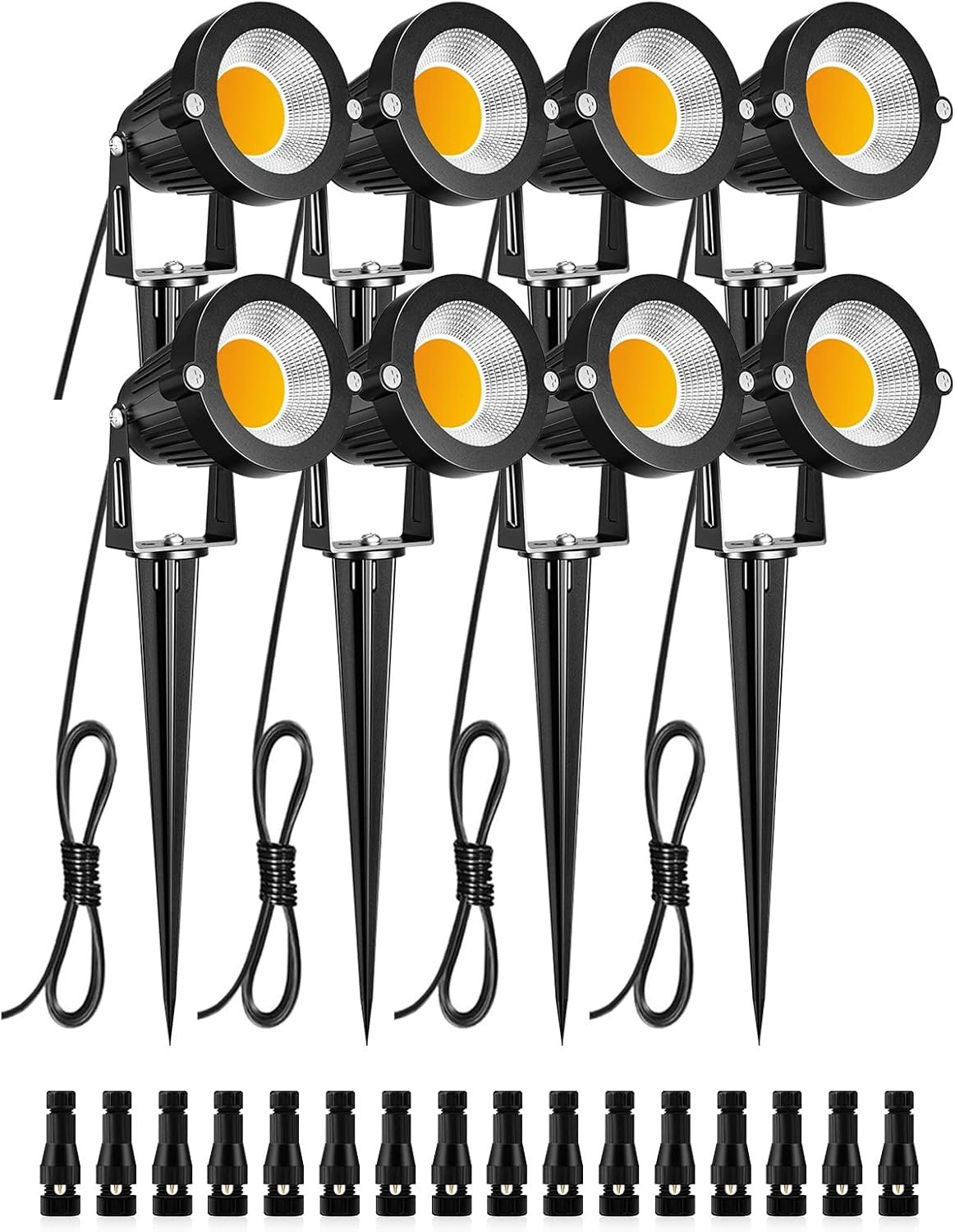 ZUCKEO 5W Outdoor Spotlight LED Landscape Lights 12V 24V Garden Lights with Spike Stand Low Voltage Lighting Waterproof for Garden, Yard, Lawn, Pathway, Driveway, Warm White (8 Pack)