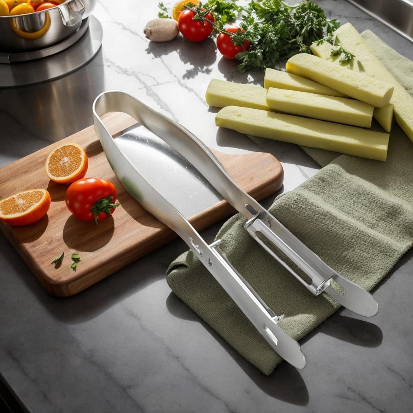 Potato Peeler Hand - Double-Sided Stainless Steel Cactus Peeling Tool | Kitchen Accessories for Food Prep Juicing Salad Making Restaurant Market Outdoor Camping