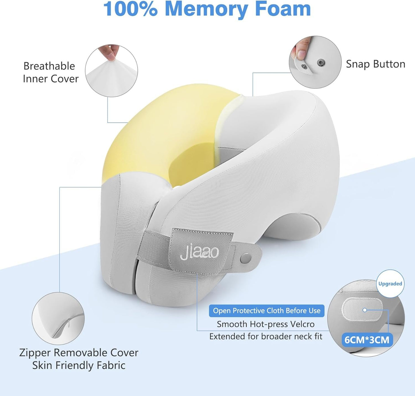 jiaao 2 in 1 Neck Pillow Airplane, Ergonomic Memory Foam Travel Neck Pillow, Travel Essentials with 3D Eye Masks, Earplugs, and Portable Drawstring Bag, U Shape Neck Support for Traveling, Car, Home