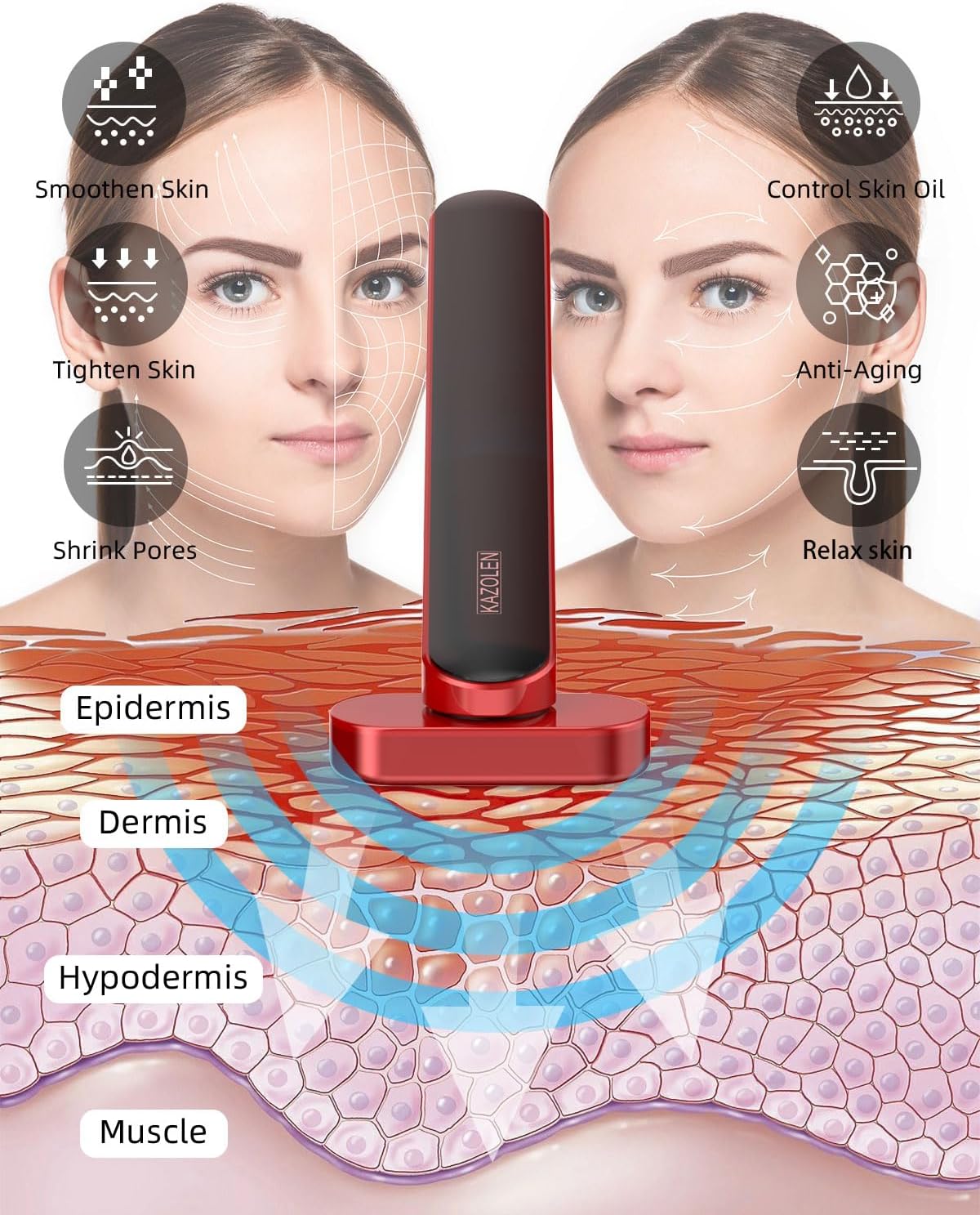 Red-Light-Therapy for Face, 7 Colors LED Light Face Skincare Wand Eye Beauty Device for Skin Care at Home - LED Face Skin Rejuvenation for Face Neck Chin Skincare Tool
