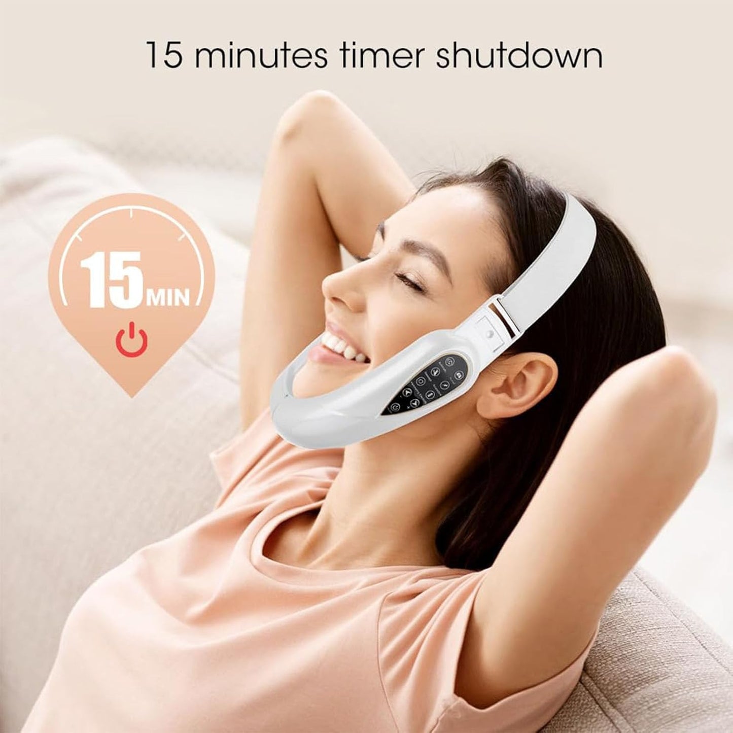 Contourflex 4-in-1 Massager for Face, Contour Flex Facial Sculpting Device for Double Chin, 5 Nursing Modes & 15 Levels of Intensity &180° Foldable, Reduces Sagging Skin (Pink)