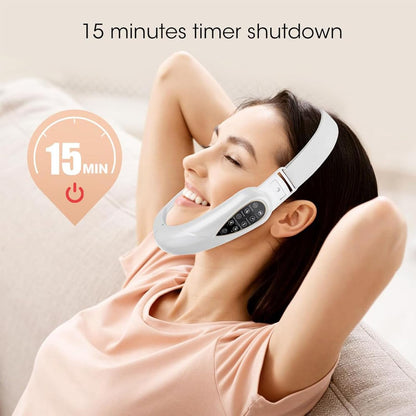 Contourflex 4-in-1 Massager for Face, Contour Flex Facial Sculpting Device for Double Chin, 5 Nursing Modes & 15 Levels of Intensity &180° Foldable, Reduces Sagging Skin (Pink)